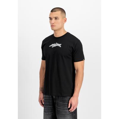 T-Shirt ALPHA INDUSTRIES "3D Wavy Backprint T-Shirt", Herren, Gr. M, schwarz, Obermaterial: 100% Baumwolle, Shirts T-Shirt