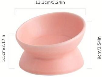 Uplift Treasures Ceramic Raised Cat Bowl Feeding Set pink
