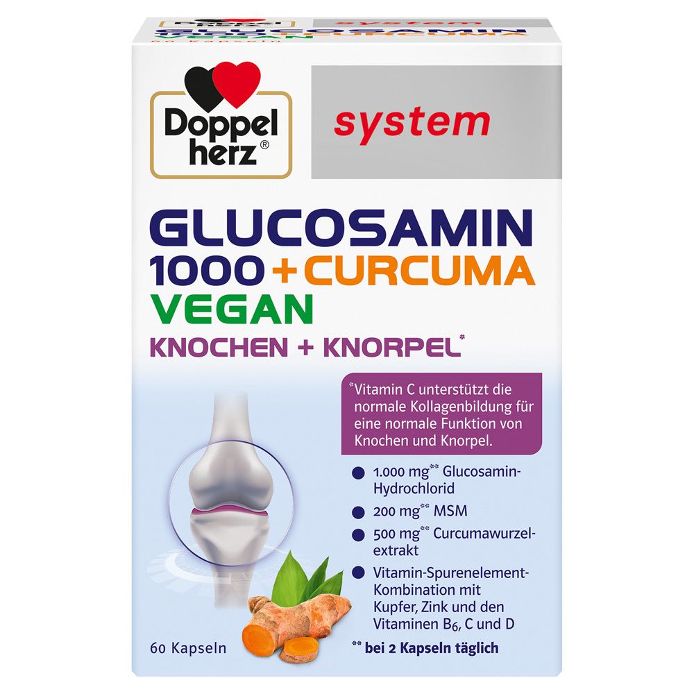Doppelherz Glucosamin 1000+Curcuma vegan syst.Kps. 60 St Kapseln