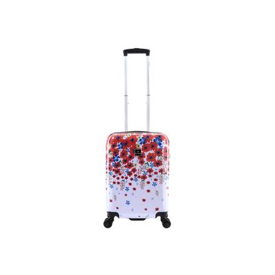 Koffer SAXOLINE "Blessing", Gr. B/H/T: 34cm x 55cm x 20cm, weiß (weiß, rot), Polyester, Koffer, mit arretierbarem Aluminium-Trolleysystem