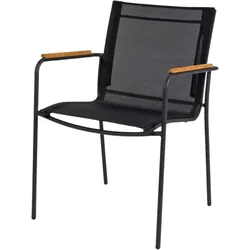 Cinas Stapelsessel MOOD Classic, Aluminium Anthrazit / Kunststoffgewebe Schwarz - Sonderaktion
