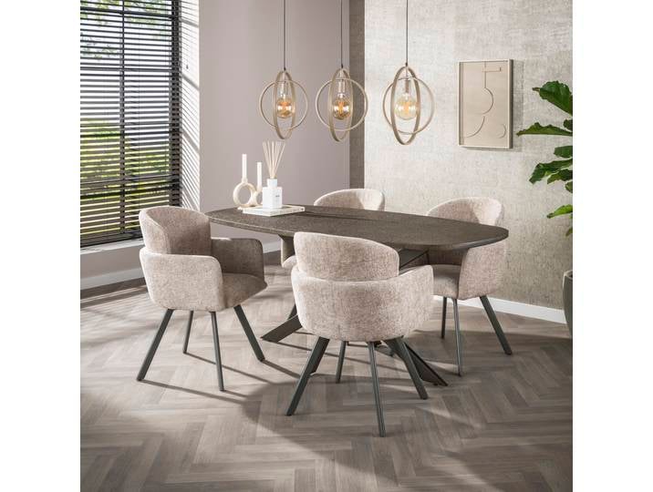 Esstisch Alur , dänisch Oval , 180 cm , Metallic-Optik