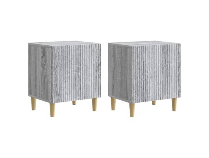 KGFHERENB Nachttisch 2er Set Graues Sonoma 43x34,5x50 cm Holzwerkstoff Praktischer Beistelltisch fürs Schlafzimmer mit Fach, Schranktür und stabilen konischen Beinen für kompakten Stauraum.