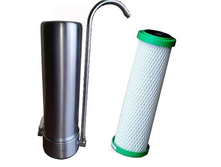 Edelstahlfilter mit Carbonit NFP Premium U Wasserfilter bessere Filterung Stilvoller Auftischfilter inklusive Carbonitfilter mit sehr guten Filtereigenschaften und 55% mehr Aktivkohle