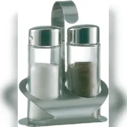 APS 5x Menage Salz/Pfeffer TREND LINE, aus Glas, Oberteil Kunststoff verchromt,