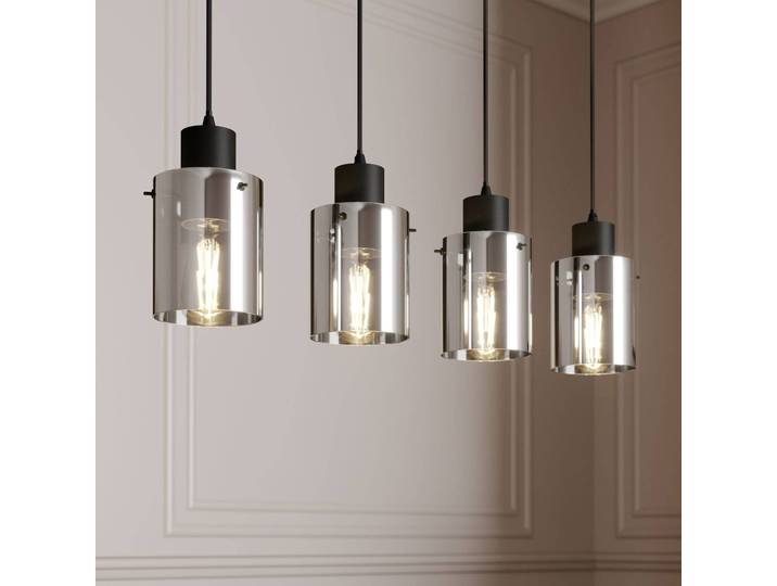 Glas Hängeleuchte Kourtney Lindby, dimmbar, schwarz, für Wohn- / Esszimmer, Modern
