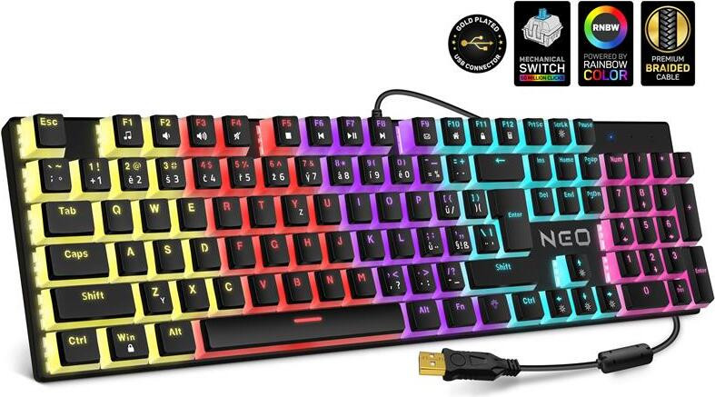 Connect IT CKB-3570-CS USB Mechanisch Toetsenbord met LED-verlichting, QWERTY, Zwart