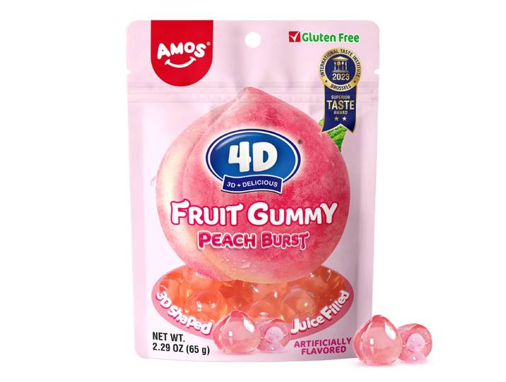 Amos 4D Bonbons gélifiés saveur pêche - 65 g