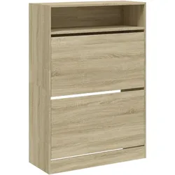Helloshop26 - Schuhschrank Schuhaufbewahrung Möbel für Eingangsbereich/Flur/Wohnzimmer 2 Klappschubladen Sonomabraun 02_0021339