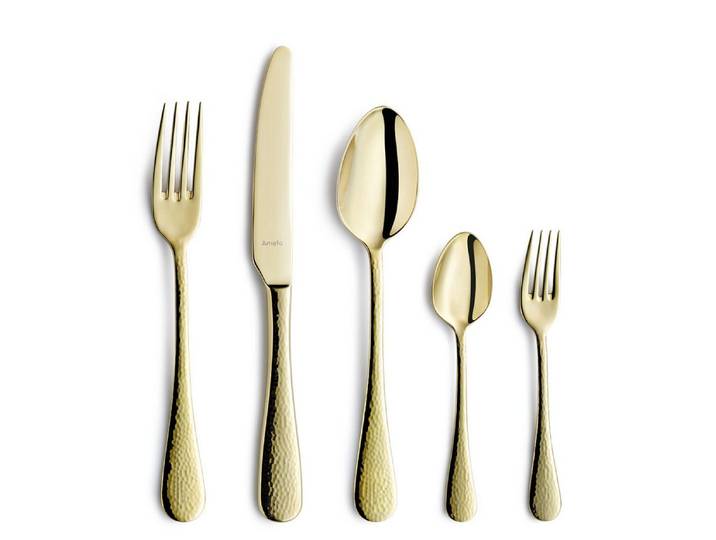 Amefa Besteck-Set SIERRA (30-tlg), 6 Personen, Edelstahl Rostfrei 18/10, Handreinigung empfohlen, champagnerfarbender PVD Veredelung, gehämmert