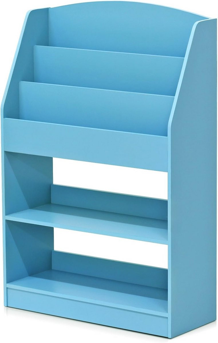 Stijlvolle Houten Boekenkast Lichtblauw Opbergrek