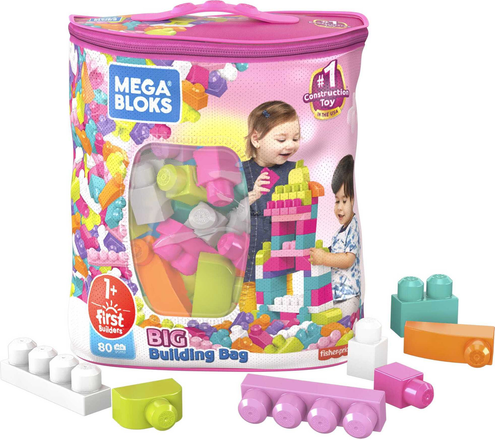 Mattel Mega Bloks bouwstenen set, roze (80 stuks)