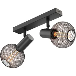 ledscom.de Vintage Decken-Leuchte FARE, Retro, schwarz, schwenkbar, 2-flammig, inkl. E27 LEDs, G120, extra warmweiß, je 4W, 220lm