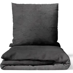 NYVI Winter Bettwäsche Set DreamScience Cashmere Touch - Kuschelweich & Wärmend - Mit Reißverschluss 135x200 + 80x80 cm anthrazit