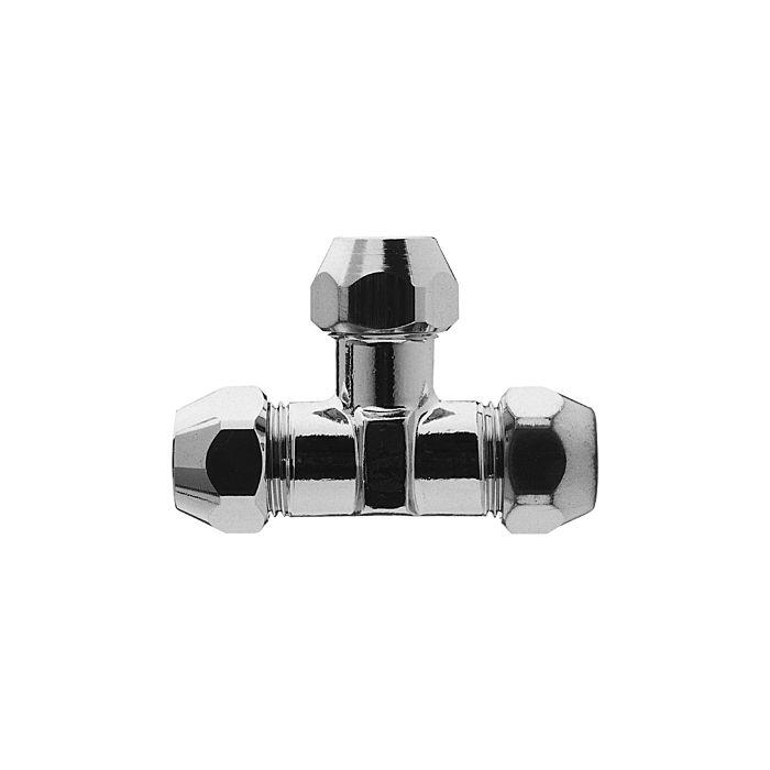 Universal T-Verschraubung 451410 Messing verchromt, 3/8"x10mm, mit 3 Quetschen