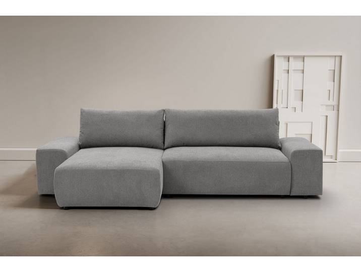 WERK2 Ecksofa Amsterdam mit Bett & Bettkasten, viel Platz, bequem, Breite 300cm, Struktur fein, L-Form, XXL, Schlaffunktion, Bettkasten