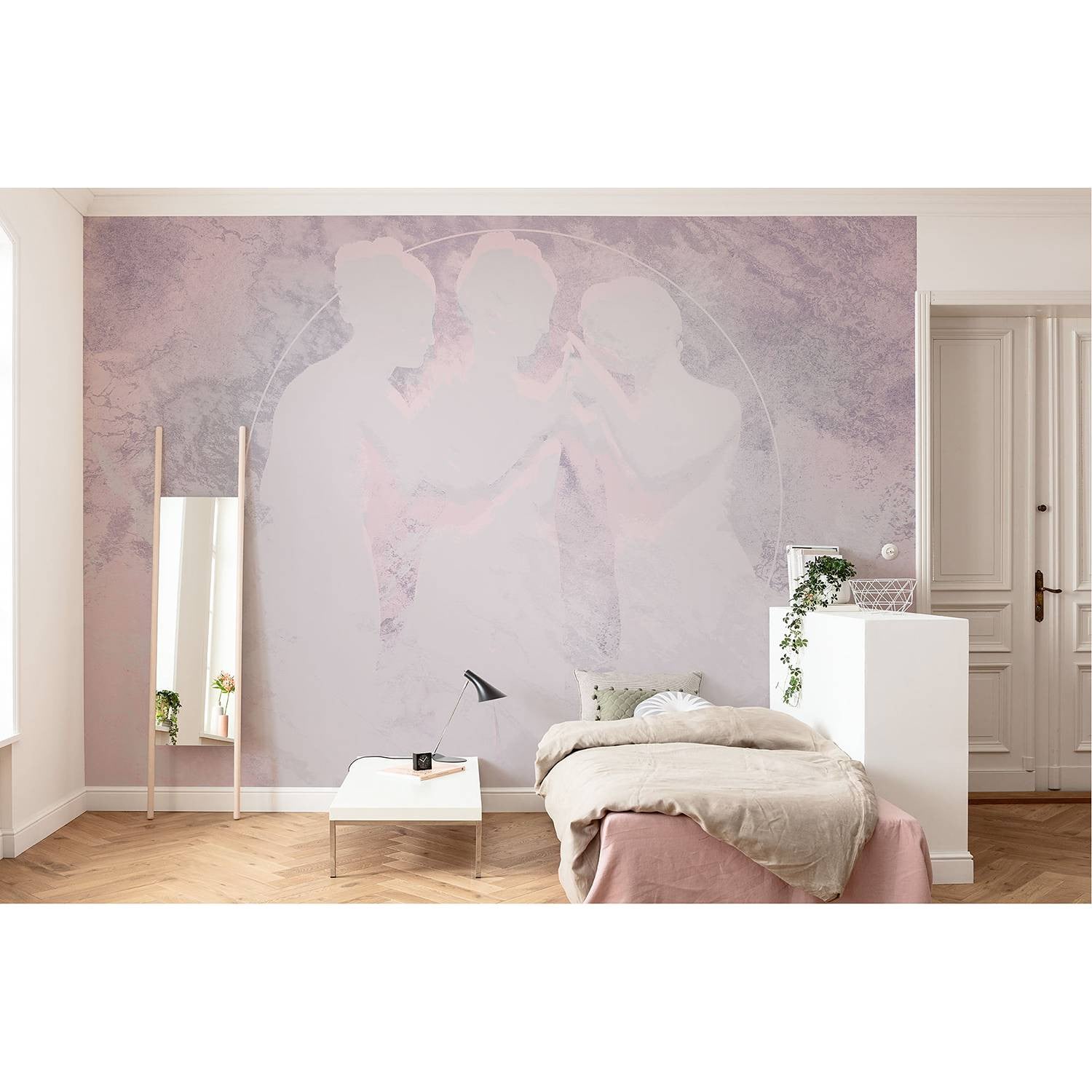 home24 Fotobehang Nymphs Abstract Modern Blauw Roze Wit Breedte: 400 cm, Hoogte: 280 cm