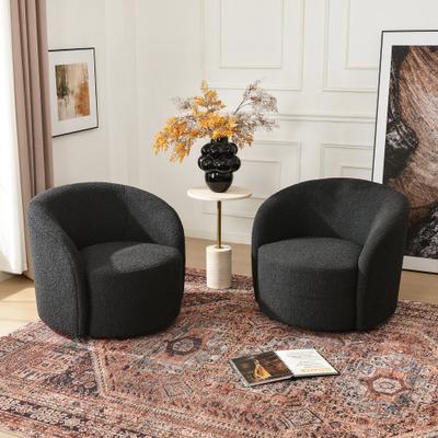 "KINWELL 34"" Wide Upholstered Swivel Accent Barrel Chair (Set of 2)"