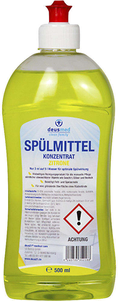 kaiserkraft Deusmed Spülmittelkonzentrat, Inhalt 500 ml, Zitrone, ab 10 Stk