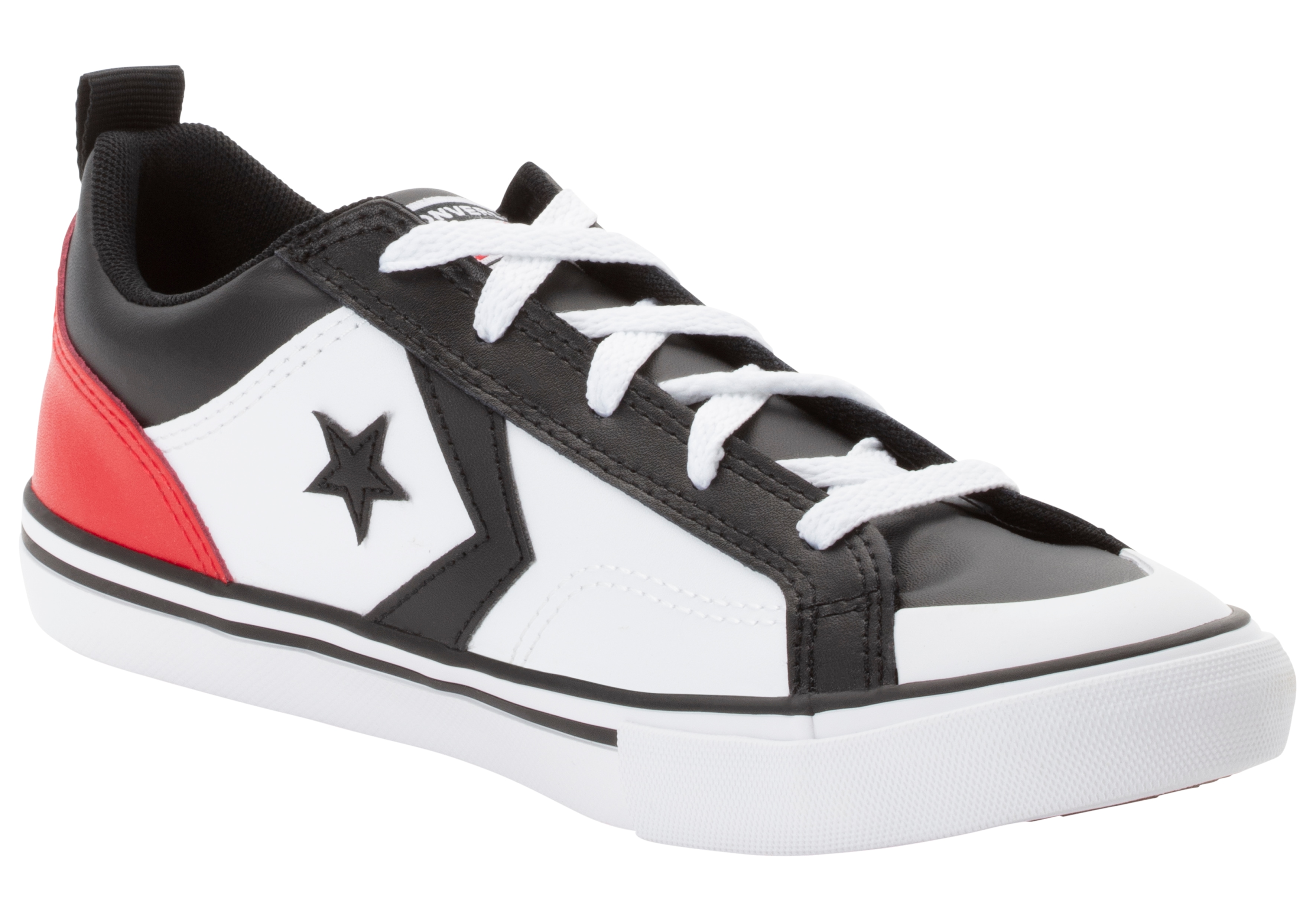 Sneaker CONVERSE "PRO BLAZE", Kinder, Gr. 38, weiß (schwarz, rot, weiß), Leder, Schuhe Sneaker