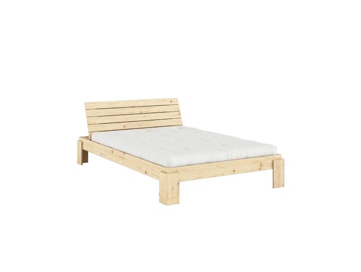 Stauraumbett KARUP DESIGN Layers Bed Headboard, Bettgestell mit Stauraumkopfteil, mehrere Größen , beige (natur), B:148cm H:82cm L:240cm, Betten, Stauraumbett, inkl. Lattenrost, excl. Matratze, FSC-zertifiziertes Massivholz