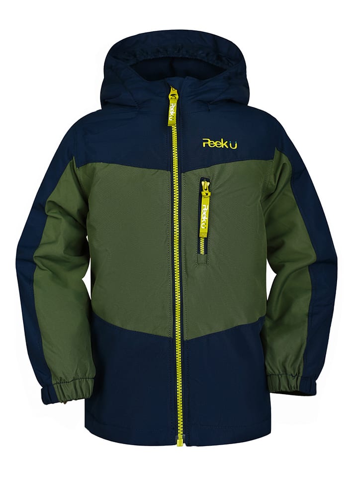 Peek U Leicht gefleecte-Regenjacke "Atlas" in Dunkelblau/ Khaki - 128