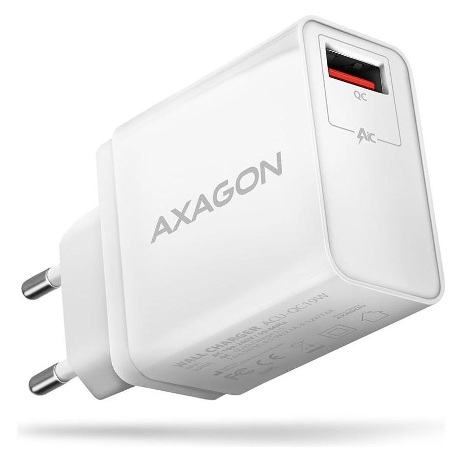 Axagon ACU-QC19W Ladegerät, 1x QC3.0/AFC/FCP/SMART, 19W - weiss (19 W, 1 Port) (ACU-QC19W)