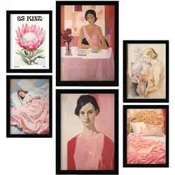 POSTER Set Mit 6 Romantische Rose In Vielseitiger A3 & A4 Schwarzer Rahmen