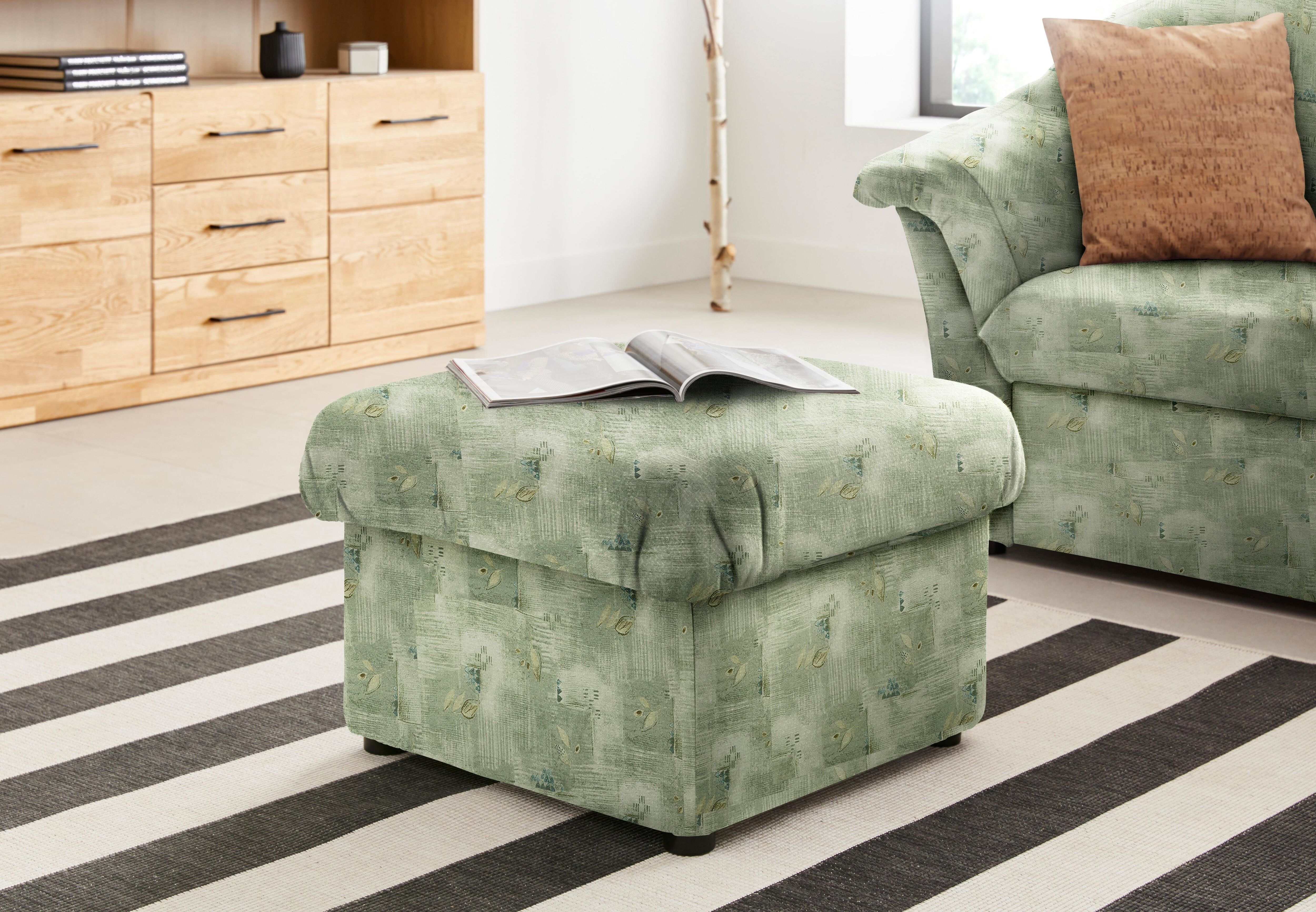 Hocker DOMO COLLECTION "Pegnitz", grün, B:60cm H:39cm T:60cm, 100% Polyester, Hocker, Hocker