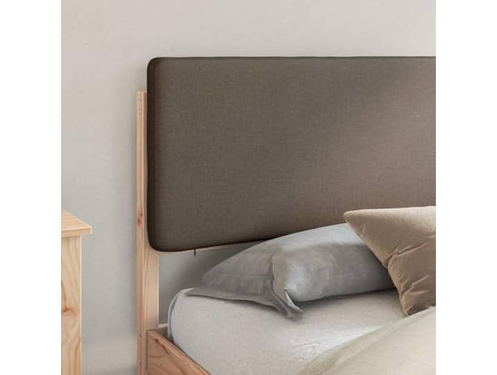 KTHLBRH Taupe Bett 200 x 200 cm Kiefer massiv mit Kopfteil Plattform ohne Netz, gepolsterter Schaumstoff, waschbarer Bezug, einfache Montage