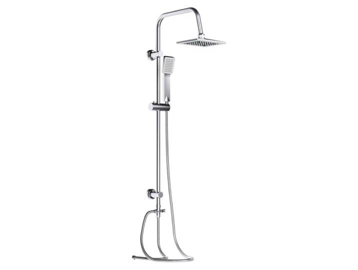 Wiltec Système Douche Effet pluie Pommeau de douche Carré Robinetterie Douchette incluse Acier inoxydable Colonne Accessoire de douche réglage Confort Équipement Salle de bains