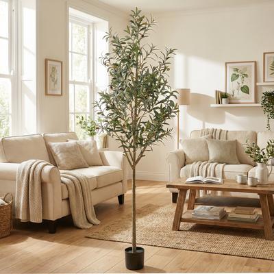 YVANLA Artificial Olive Tree with Lifelike Fruits Fake Olive Plant Potted