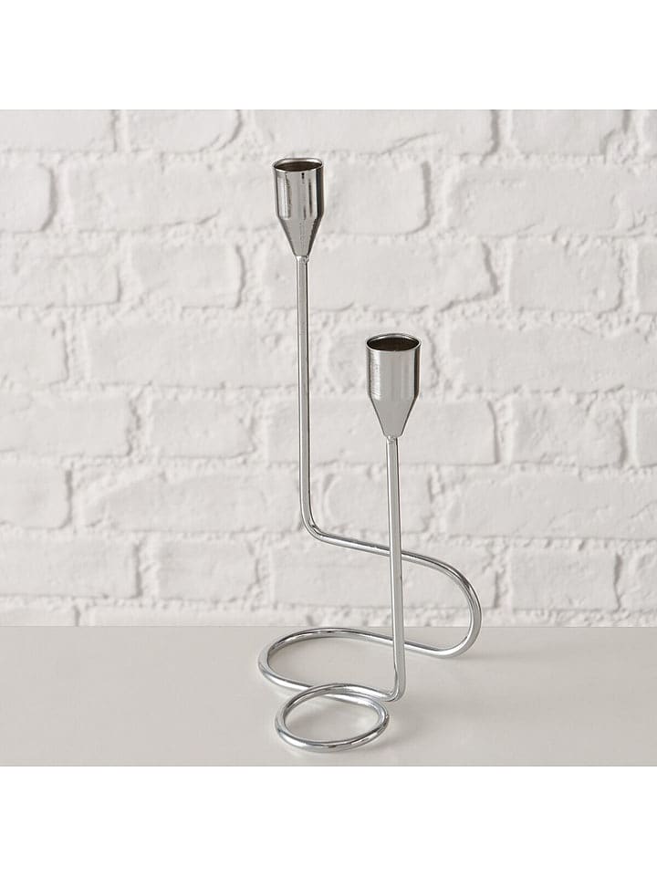 Boltze Kerzenleuchter "Timon" in Silber - (B)12 x (H)24 x (T)10 cm - onesize