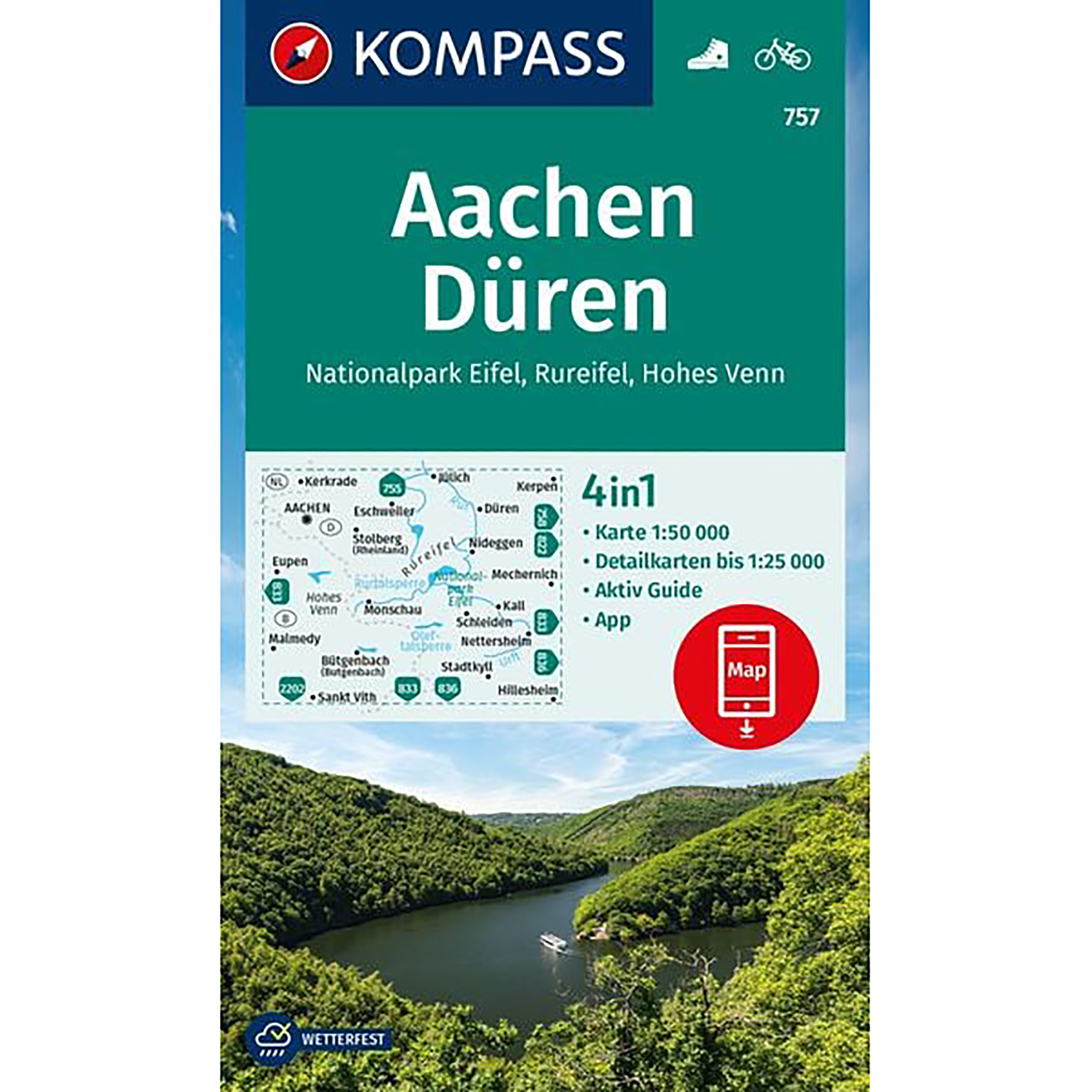 Kompass Verlag WK 757 Aachen, Düren, Eifel Topografische Karten 3. Aufl. 2023