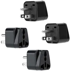 Intirilife 4x Steckdosen Adapter in SCHWARZ - 4er Set Typ B Stromadapter Reisestecker z.B. Deutschland, Italien, Spanien, Frankreich