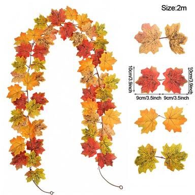 Inspire Essentials Autumn Maple Leaf Garland Artificial Fall Vine Decor For Home And Seasonal Styling 9