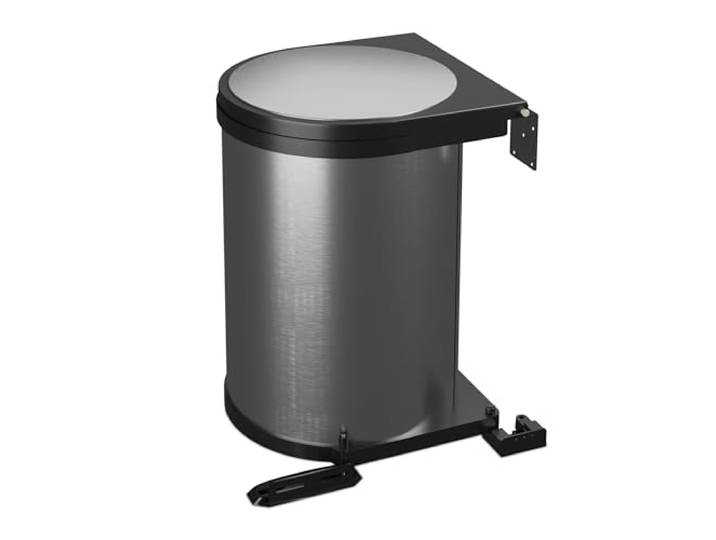 Relaxdays poubelle encastrable pivotante\, 12 l\, placard de cuisine\, 37 x 28 x 28\,5 cm\, acier inoxydable\, argenté/noir