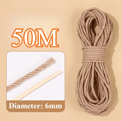 Inspire Curations ClawCraft Natural Sisal Rope For DIY Cat Scratching Posts & Climbing Frames 6mm 50m