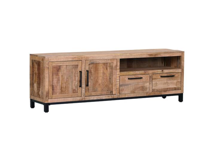Landscape Lowboard Rio, Natur, Metall, Mangoholz, massiv, 2 Schublade(n) Schubladen, 180x60x40 cm, stehend, Holzmöbel, Kleinmöbel Holz, Holzkommoden, Lowboards Holz