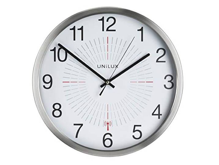 Unilux Draadloze wandklok, 35,5 cm, zilvergrijs