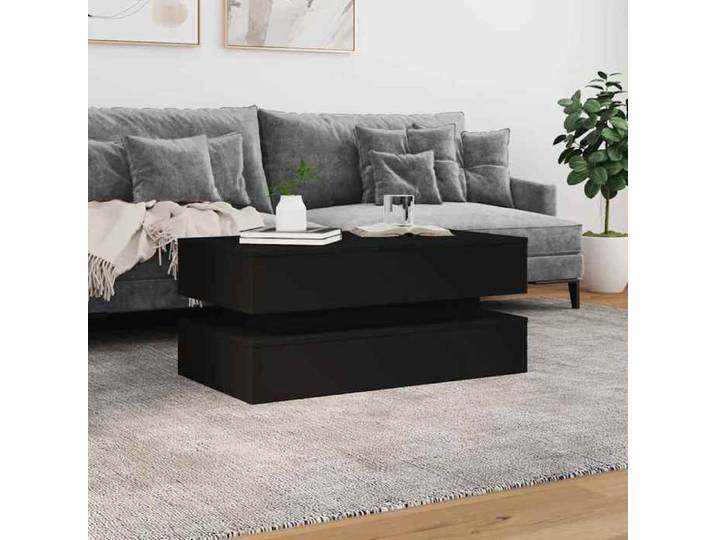 VIDAXL - Table de salon Anti l'humidité Table basse avec lumières LED - noir - 90x50x40 cm 571201 Assemblage requis