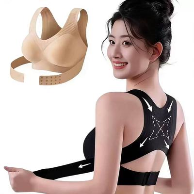 LiftEase Posture Support Bra Seamless Front Closure Push Up Sports Bra foundation Skin 2xl