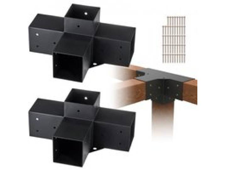 VEVOR 2er-Set Pfostenverbinder, 10 x 10 cm (Innengröße 91,44 x 91,44 mml) Pfostenecke Pergola Eckverbinder Holzverbinder 90°-Stiefelstruktur Eckhalterung Holzbalken Pavillon Halterungs Set