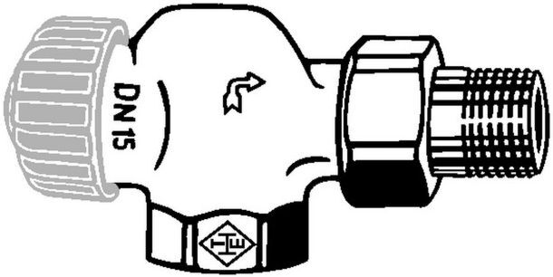 Heimeier Thermostat-Ventilunterteil 2245-01.000 Rp 3/8xR 3/8, Axial, Rotguss vernickelt, geringer Widerstand