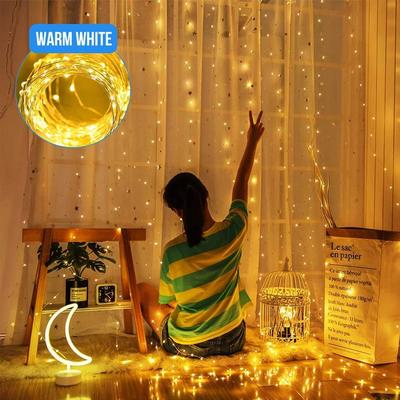 Drop Dash Deals USB Fairy Curtain Lights With Remote LED String Lights For Wedding Party Decor warm