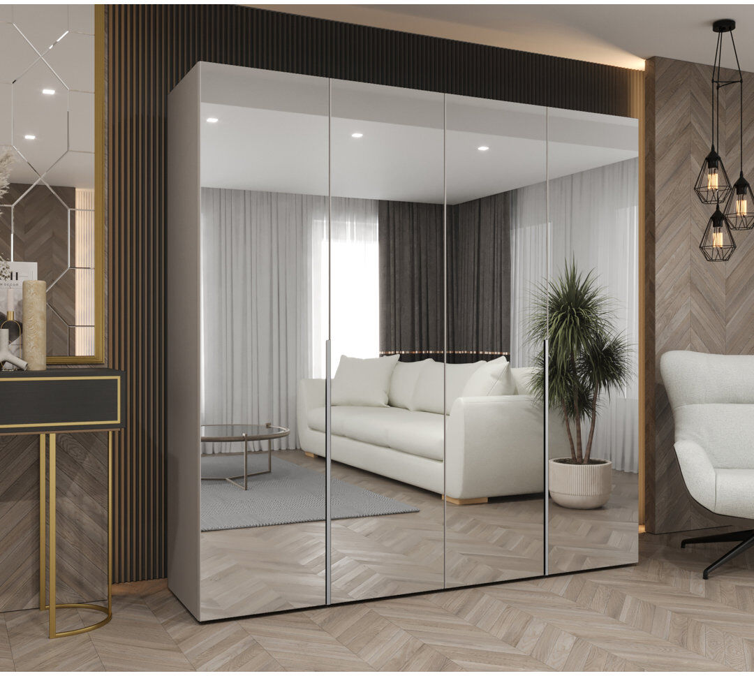 17 Stories Manufactured Wood Wardrobe cashmere + handles: cashmere 202cm H X 200cm W X 52cm D