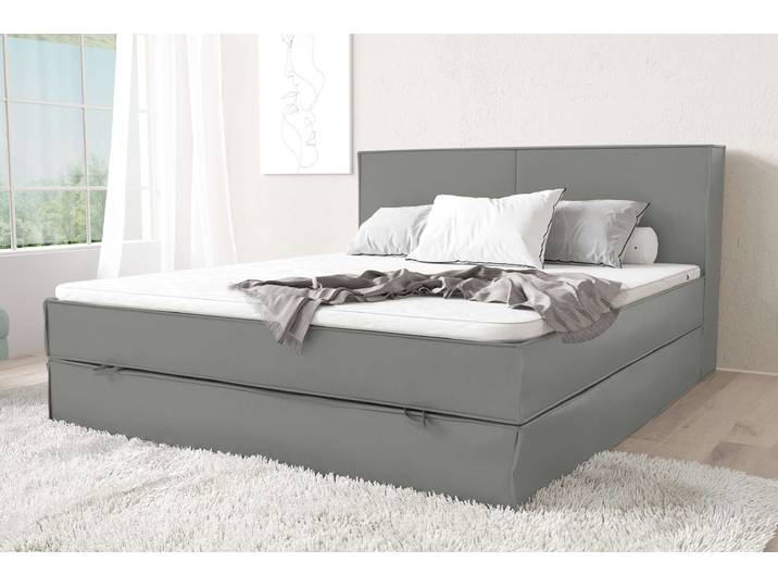 Samson Boxspringbett 120x200 cm Kunstleder MADRYT Hellgrau Bonnel-Federung