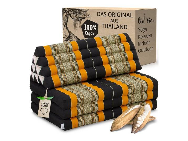 livasia Sitzsack Thaikissen XXL breit - 190x80x8cm, Kapok, vegan, handgefertigt