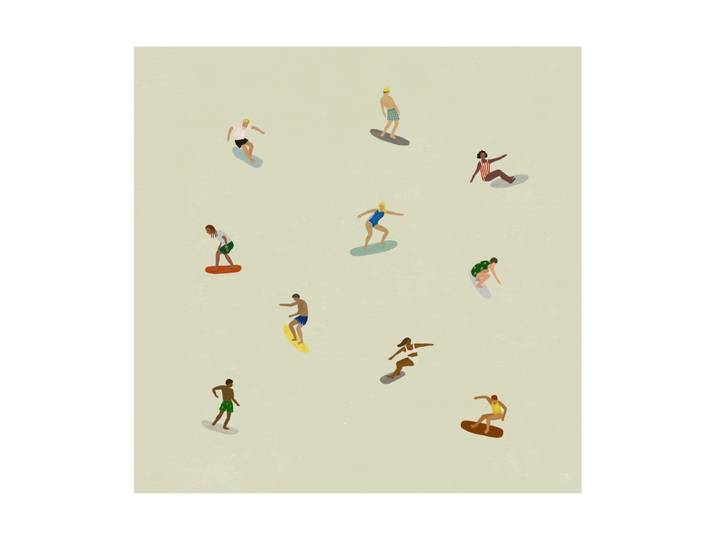 Fine Little Day Affiche Surfers Beige, 40x40 cm