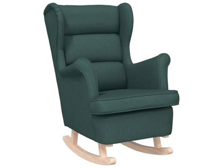 KDVXBCQJH Schaukelsessel Dunkelgrün 74x90x102 cm Stoff Relaxsessel Ergonomischer Stillstuhl mit weicher Schaumstoff-Polsterung und Massivholzfüßen für Wohnzimmer und Schlafzimmer.